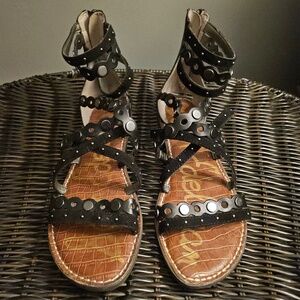 Sam Edelman Geren Gladiator Black Leather Sandal - Sz 8.5 - Excellent Condition